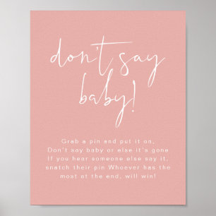 LEAH Vibrant Pastel Pink Sweet Say Baby Sign Poster