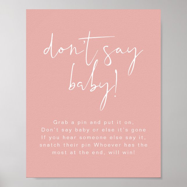 LEAH Vibrant Pastel Pink Sweet Say Baby Sign Poster (Vorne)