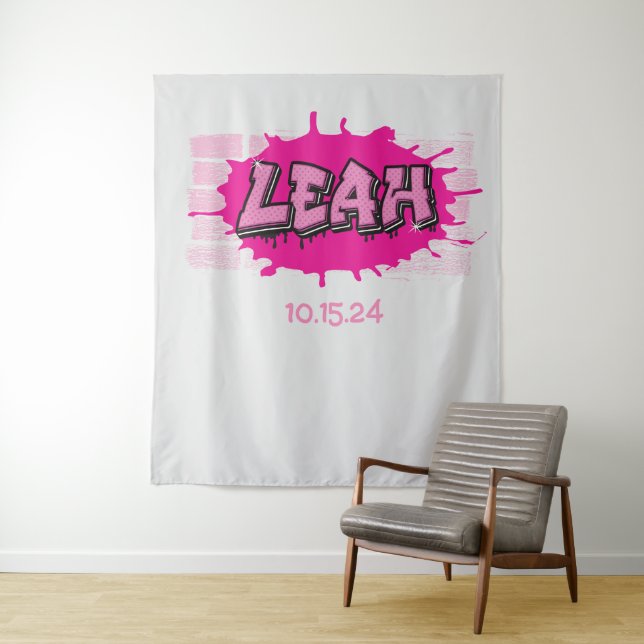 Leah Your Graffiti Name Backdrop Foto-Op Wandteppich (Beispiel)