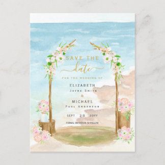 LeahG Beach Coastal Zielort Rett Einladung Postkarte