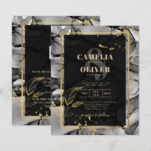 LeahG® Black Gold Alkohol Tinte Wedding INVITE