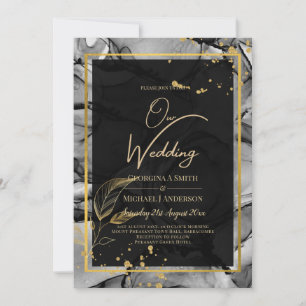 LeahG® Black Gold Alkohol Tinte Wedding INVITE Einladung