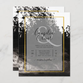 LeahG Black Gold INK Abstrakt Wedding Einladung