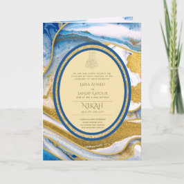 LeahG Blue Islamic Wedding lädt Nikah ein Karte