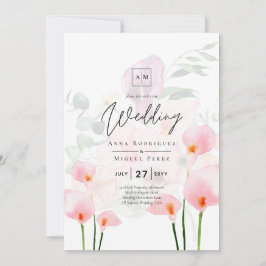 LeahG Blush Pink Calla Lily Wedding Einladung Flor