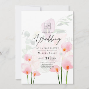 LeahG Blush Pink Calla Lily Wedding Einladung Flor