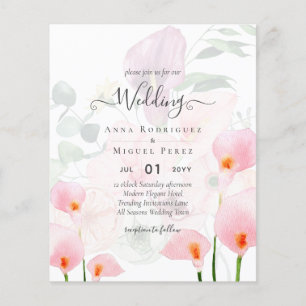 LeahG Blush Pink Calla Lily Wedding Einladung Flor Flyer