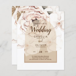 LeahG Blush Pink Champagne Floral Wedding Einladun