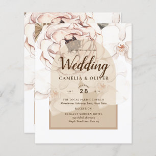 LeahG Blush Pink Champagne Floral Wedding Einladun
