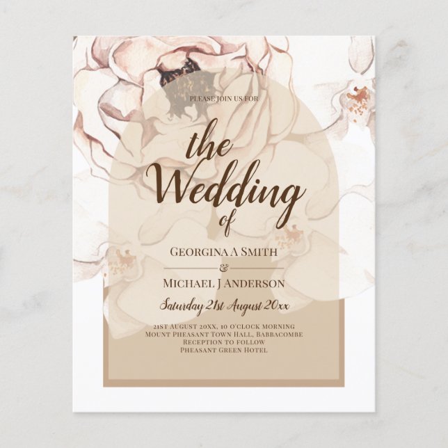 LeahG Blush Pink Champagne Floral Wedding Einladun Flyer (Vorne)