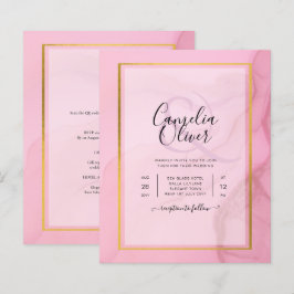 LeahG Blush Pink Gold INK Ombre Wedding INVITE