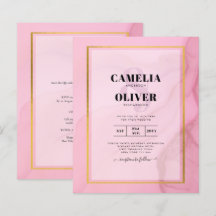 LeahG Blush Pink Gold INK Ombre Wedding INVITE