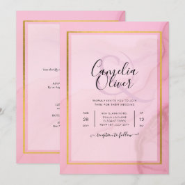 LeahG Blush Pink Gold INK Ombre Wedding INVITE Einladung