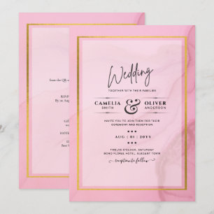 LeahG Blush Pink Gold INK Ombre Wedding INVITE Einladung