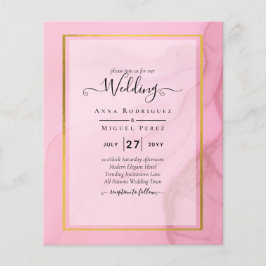 LeahG Blush Pink Gold INK Ombre Wedding INVITE Flyer