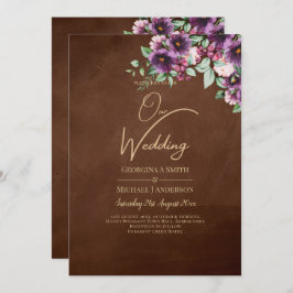 LeahG Brown Berry Plum Lila Wedding Herbst Einladung