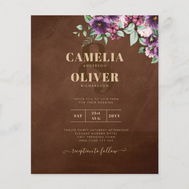 LeahG Brown Berry Plum Lila Wedding Herbst Flyer (Vorne)