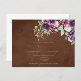 LeahG Brown Berry Plum Lila Wedding Herbst Postkarte