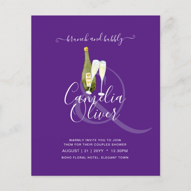 LeahG BUDGET Brunch Bubbly Brautparty Wedding Flyer (Vorne)