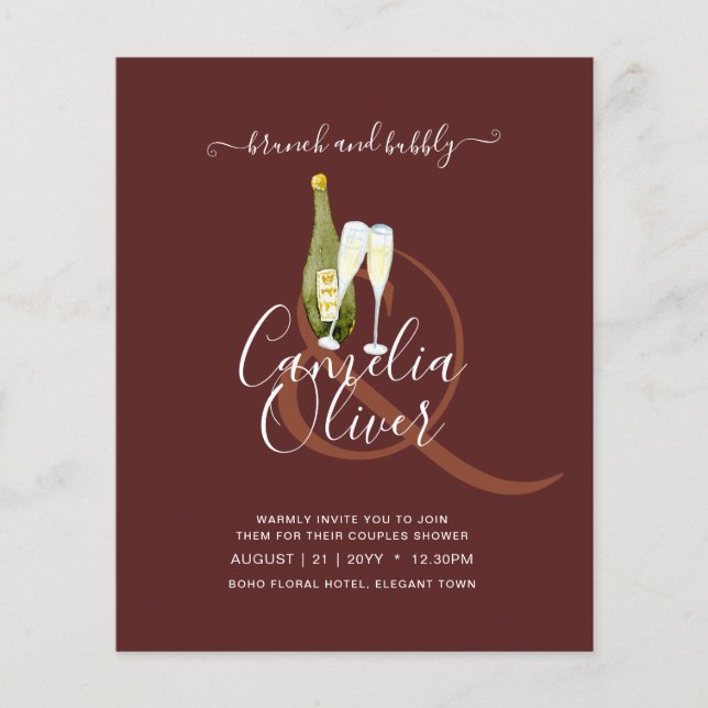 LeahG BUDGET Brunch Bubbly Brautparty Wedding Flyer (Vorne)