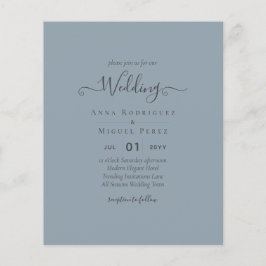LeahG Budget Dusty Blue Monochrome Wedding Flyer