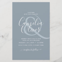 LeahG Budget Dusty Blue Monochrome Wedding Flyer