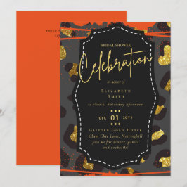 LeahG Budget Glam Chic Brautparty Gold Orange Einladung