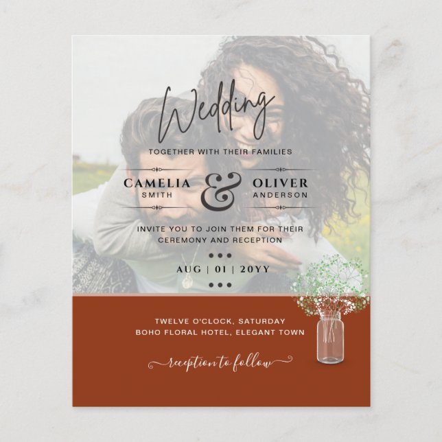 LeahG BUDGET Gypsophila FOTO OVERLAY Wedding Flyer (Vorne)