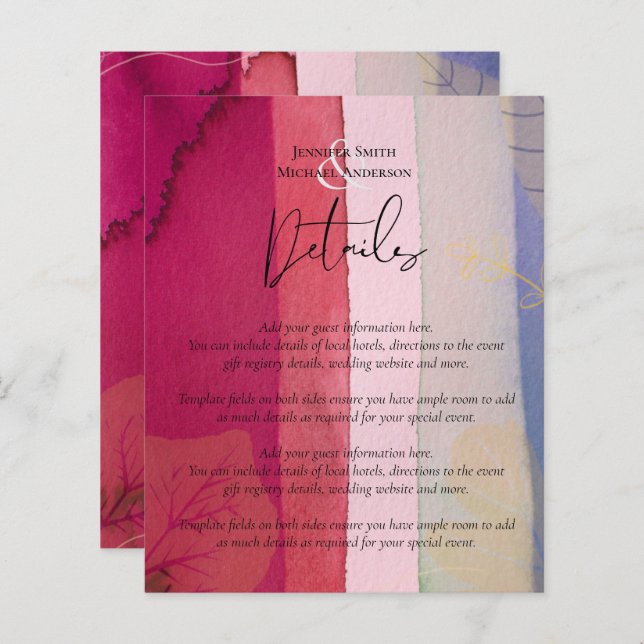 LeahG BUDGET Hochzeit Berry Red Lila Watercolor (Vorne/Hinten)