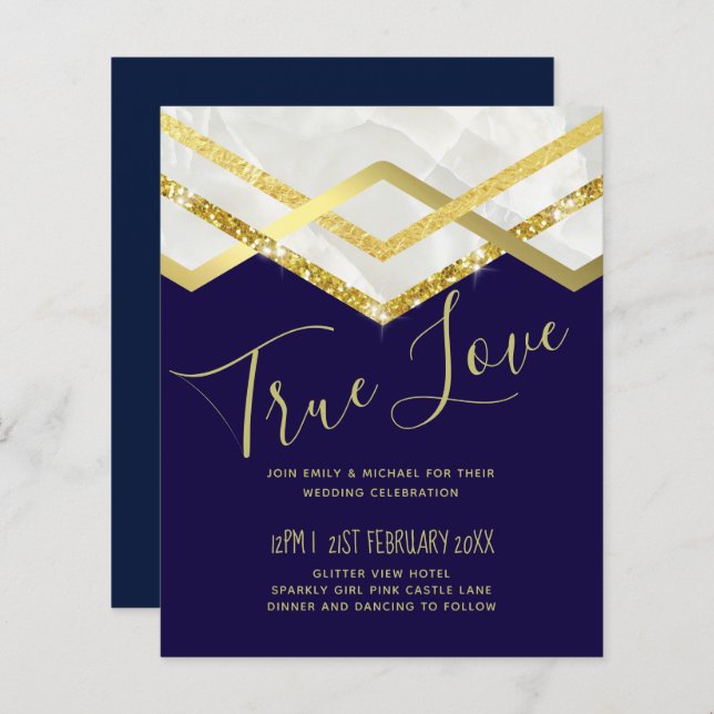 LeahG Budget Navy Gold Art Deco Wedding (Vorne/Hinten)