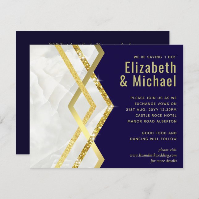 LeahG Budget Navy Gold Art Deco Wedding (Vorne/Hinten)