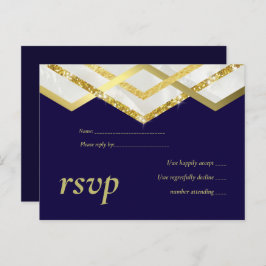 LeahG Budget Navy Gold Art Deco Wedding Einladungspostkarte