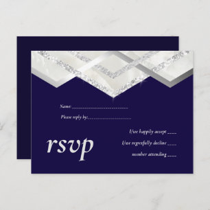 LeahG Budget Navy Silver Deko Wedding RSVP Einladungspostkarte