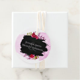 LeahG Budget Pink Rose Black Modern Wedding Geschenkanhänger