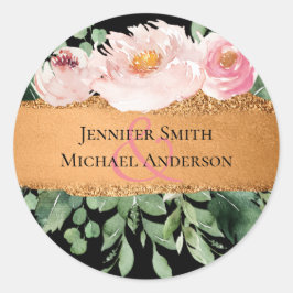 LeahG Budget Rose Glamour Girly Wedding Runder Aufkleber