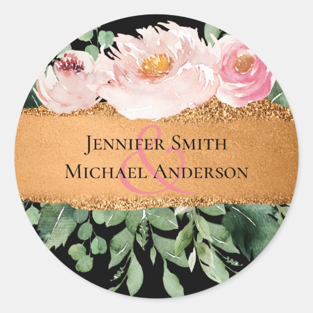 LeahG Budget Rose Glamour Girly Wedding Runder Aufkleber (Vorderseite)