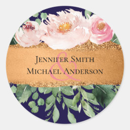 LeahG Budget Rose Gold Glam Wedding Runder Aufkleber