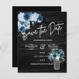 LeahG BUDGET Save the Date Black Blue Floral