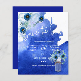 LeahG BUDGET Save the Date Blue Floral