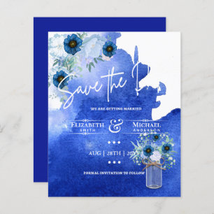 LeahG BUDGET Save the Date Blue Floral