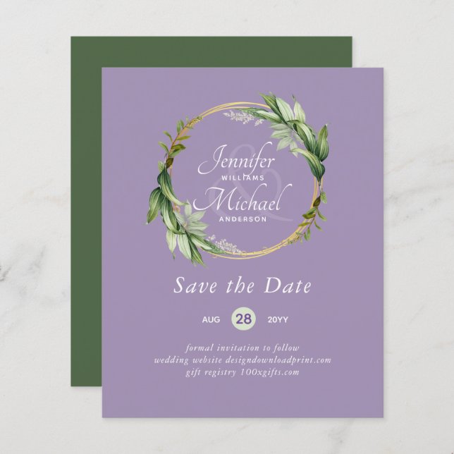LeahG BUDGET Save the Date Grünanlage Wreath Moder (Vorne/Hinten)