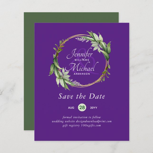 LeahG BUDGET Save the Date Grünanlage Wreath Moder (Vorne/Hinten)