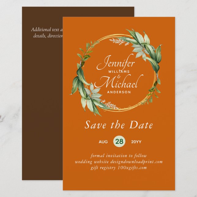 LeahG BUDGET Save the Date Grünanlage Wreath Moder (Vorne/Hinten)