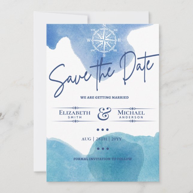 LeahG BUDGET Save the Date Nautical Blue (Vorderseite)