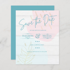LeahG BUDGET Save the Date Pink Blue Gold Abstrakt