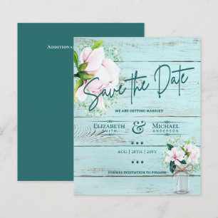 LeahG BUDGET Save the Date Rosa Magnolias Aquamari