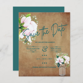 LeahG BUDGET Save the Date Rustikale Magnolien