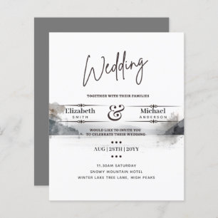 LeahG BUDGET Snowy Mountain Wedding Einladung