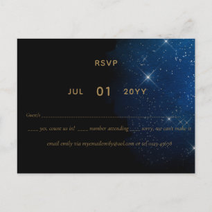 LeahG BUDGET Starry Night Wedding RSVP Postkarte