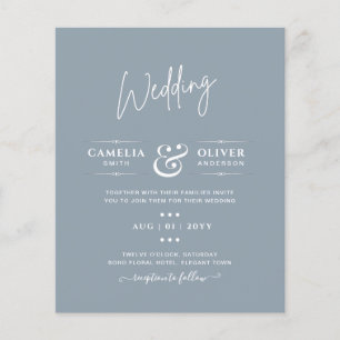 LeahG Budget Staubblau Monochromes Hochzeit Flyer